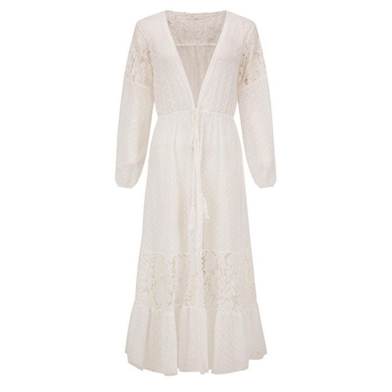 European & American Chiffon Lace Beach Cover-Up - Sexy Cardigan for Vacation