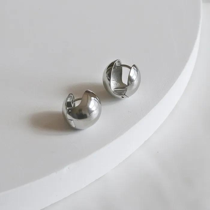 _EE79 Surgical Steel Chubby Voluminous One-Touch Earrings (Non-Discoloring)