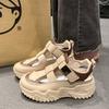 Thick-soled hollowed-out sports sandals New small height-increasing hole shoes Women's Velcro sneakers
