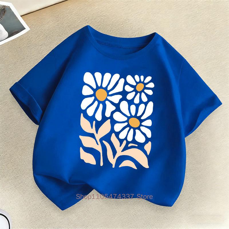 Flower Graphic Teenager Tshirts For Girls Summer Children Casual Cute Colorful Comfortable Tops Kids Oneck Short Sleeve Tees