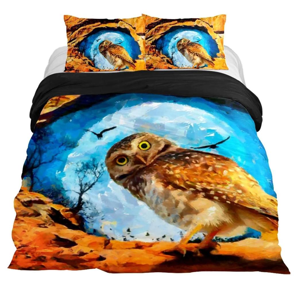 Owl Duvet Cover Twin King Queen Size Cartoon Owl Comforter Cover Bird Animal Bedding Set Boys Quilt Cover Polyester Quilt Cover