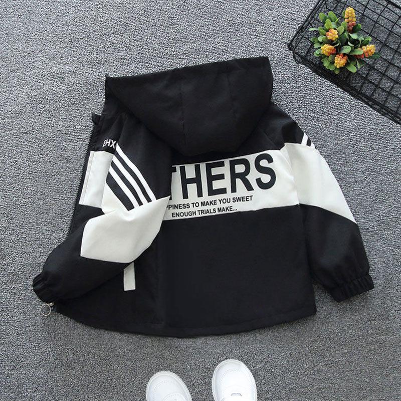 Casual Boys' Jackets Spring and Autumn Clothes Autumn Fried Street Boys Hooded Windbreakers Girls Western Style Tops Jackets