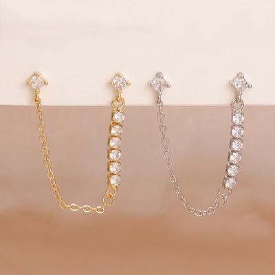 Trendy European & American Single Chain Stud Earring - Simple Women's Fashion Jewelry
