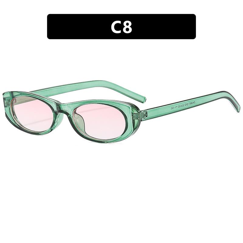 Narrow Oval Frame Women's UV Protection Fashion Sunglasses 2024 - European & American Style, Perfect for the Beach.
