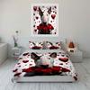 Romantic Dog Decor Set Bedding Set with 1 Duvet Cover 2 Pillowcases Single Double King Queen, Gift