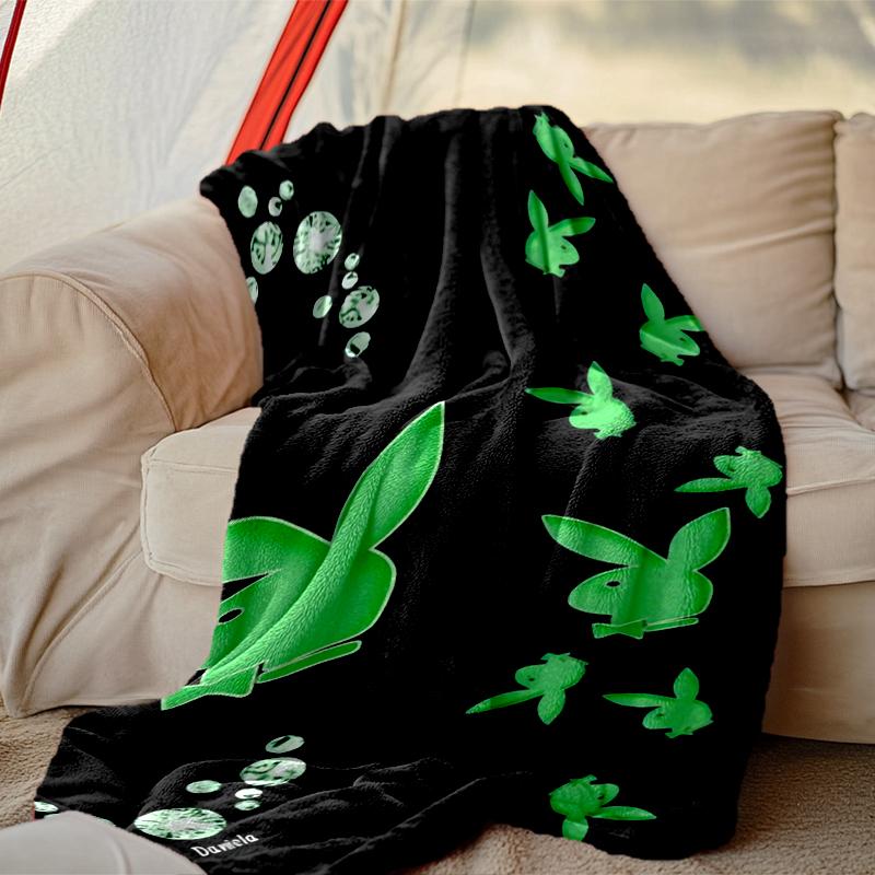 1 Stück PlayBoy Decke, Heimbedruckte Überwurfdecke - Weiche Decke Geschenk für Familie, Waschbare Sofa-Bett-Decke