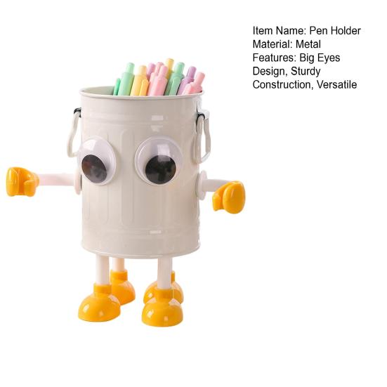 Pen Holder Stand for 20 Pens Cartoon Big Eyes Design Large Caliber Round Workmanship Pen Caddy Pen Storage Rack