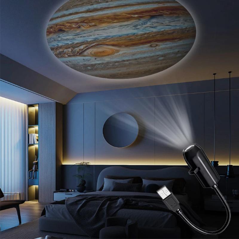 USB Planet Projector Night Light - Galaxy Star Projector for Bedroom, Halloween & Christmas Decor