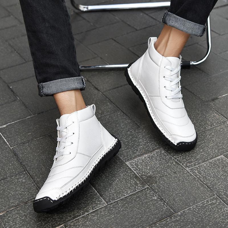 Ručně vyráběné dělené kožené boty Pánské boty Pohodlné kotníkové boty Pro muže Obuv pro volný čas Obuv na nástroje velké velikosti