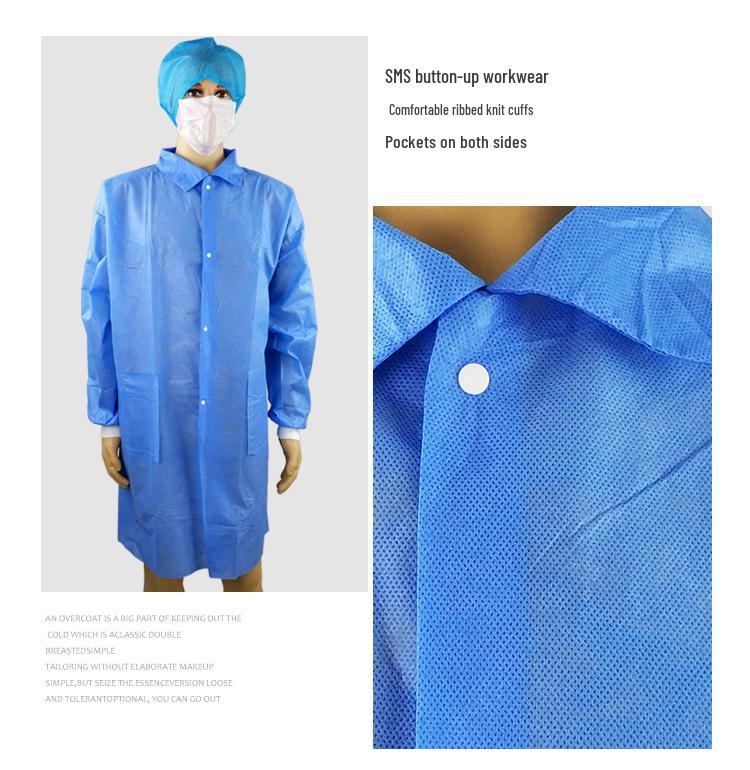 White Disposable Non-woven Lab Coat - Dustproof Isolation Suit for Food, Beauty, and Visitor Safety
