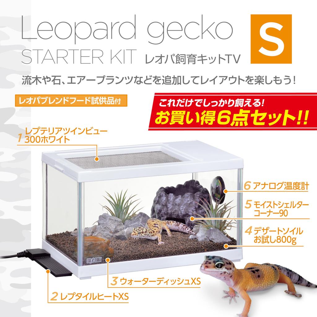 GEX EXO TERRA Leopard Gecko Breeding Kit S a Glass Cage Starter Set with Heater for Leopard and Other Approximately 30cm TV, 6-piece Geckos, Lizards,