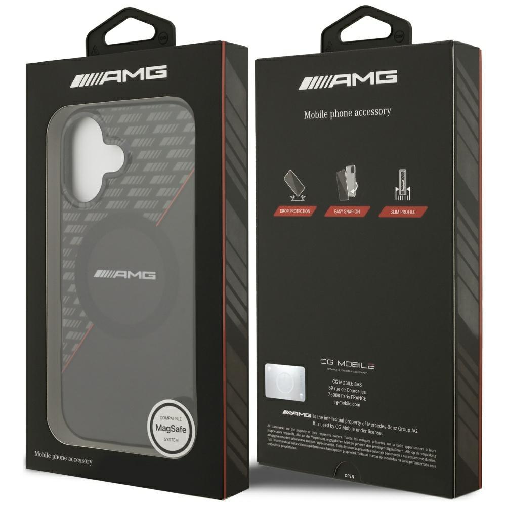 AMG Double Layer Transparent Rhombs MagSafe Case for iPhone 17 Black/Red