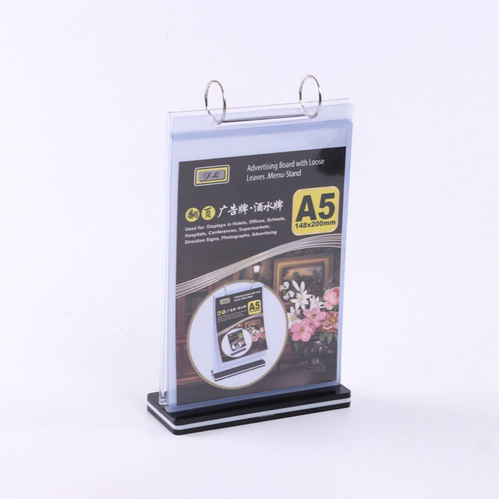 Clear PVC Menu Display Stand Sturdy Base Tabletop Loose-leaf Rack Pageable Folder Retail Stores