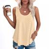 European & American Women's Summer Crew Neck Eyelet Sleeveless Tank Top T-Shirt