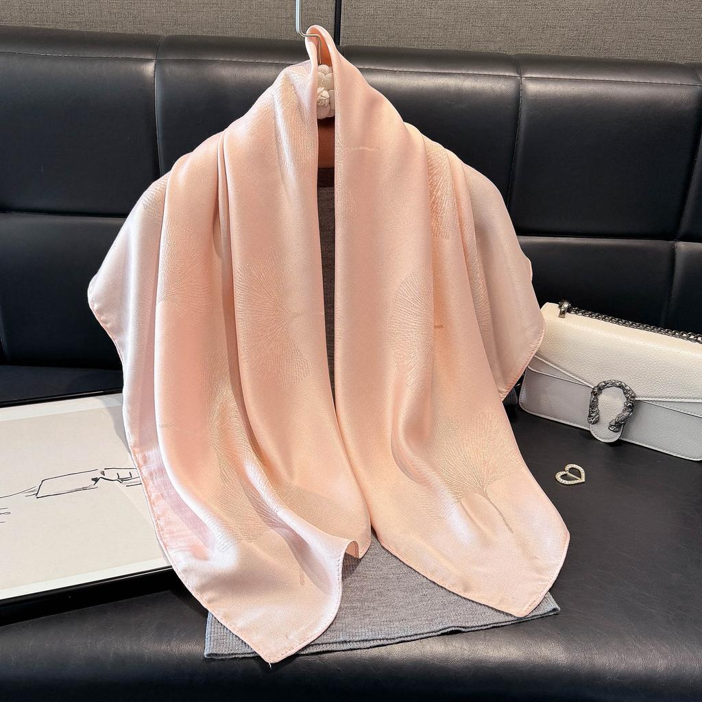 Summer Solid Color Tencel Cotton Ginkgo Biloba Scarf Women'S Beach Sunscreen Yarn Shawl Versatile Silk Scarf Women