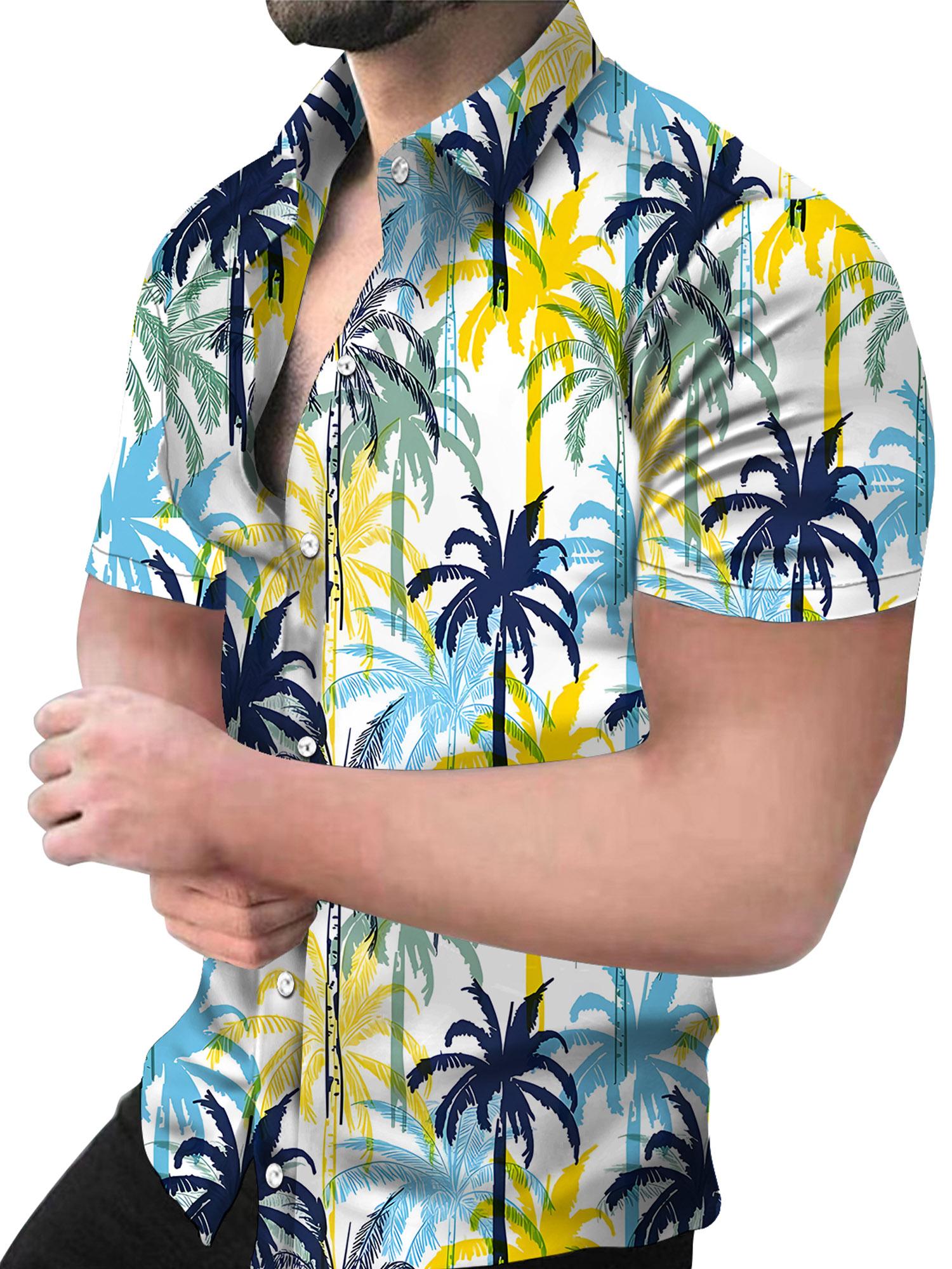 

Мужская летняя рубашка с коротким рукавом с 3D цифровым принтом, мужская повседневная рубашка-кардиган, пляжная рубашка, топы