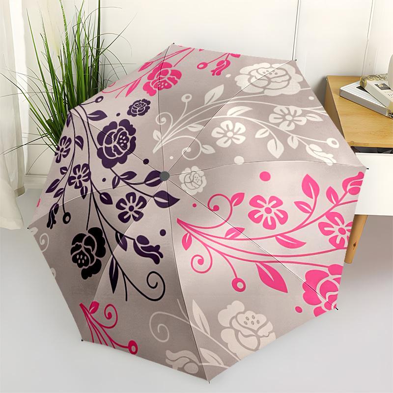 1pc Floral Pattern Automatic Open/Close Umbrella, Compact Travel Umbrella, 8-Rib Sturdy Frame - Ideal Gift for Friends yy251118087