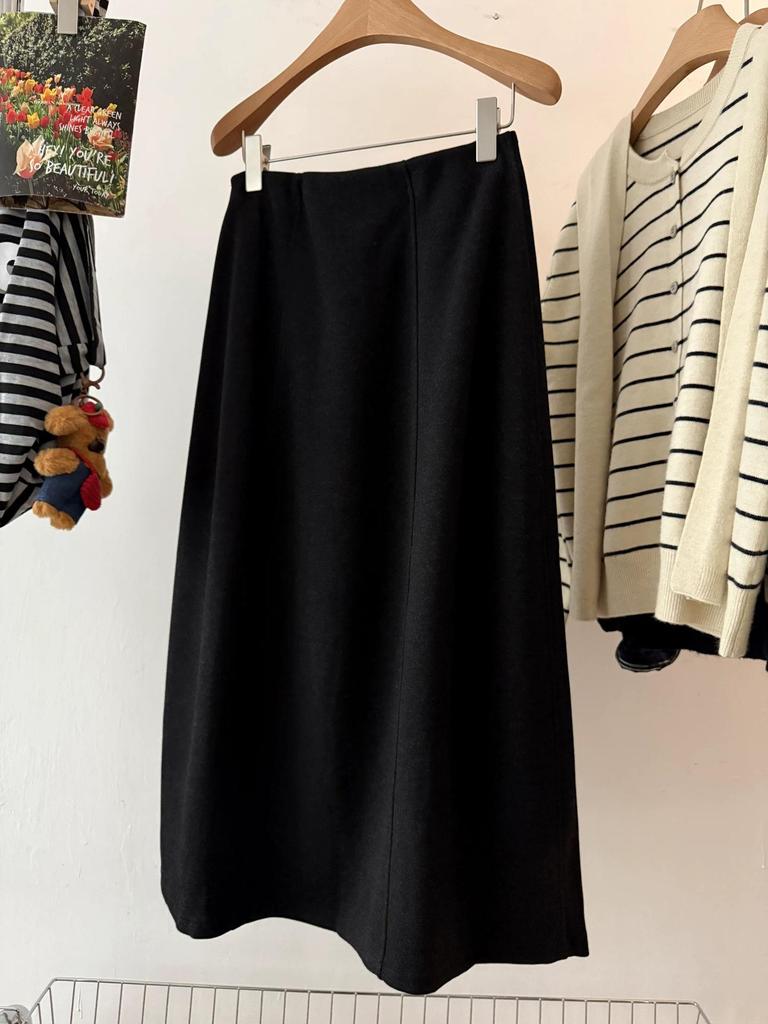 Korean Style Retro High Waist Wool Blend Tulip Skirt - Mid-Length, Thickened for Winter