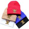 One Piece Cartoon Embroidered Knit Hat, Warm Pullover for Men and Women, Autumn and Winter Anime Cold Weather Hat, Student Woolen Hat