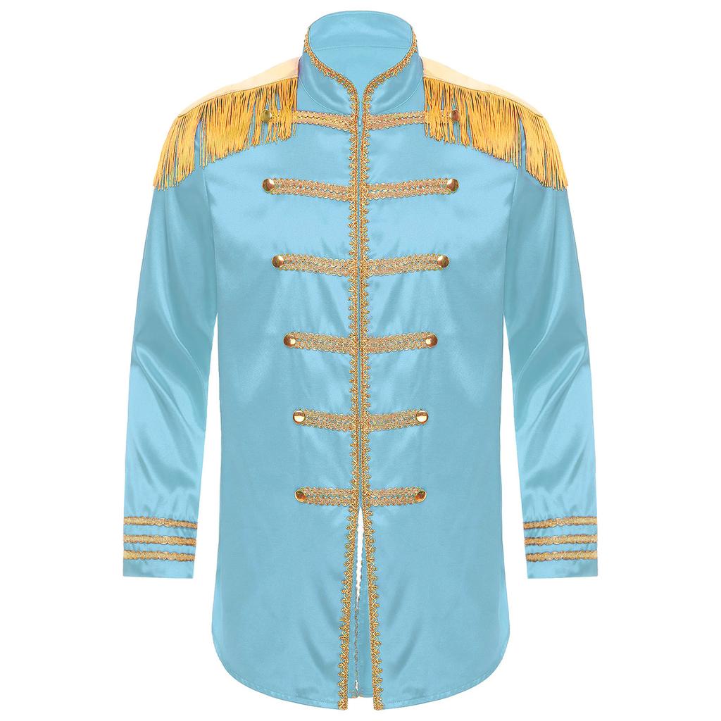 Herren Halloween Hippie Mittelalterliche Lange Oberbekleidung Quasten Schulterstücke Front Reißverschluss Jacken Cosplay Kostüme