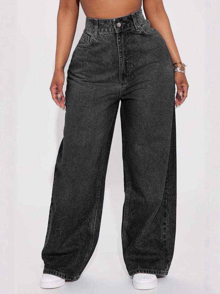 High Waist Slim Straight Damenjeans - Europäischer & Amerikanischer Stil