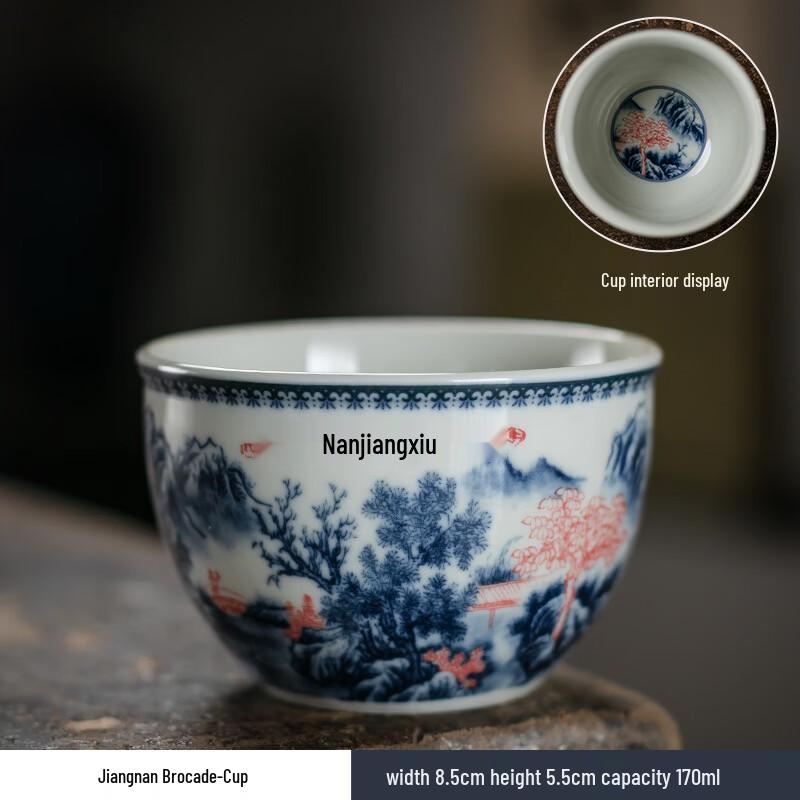 Antique Blue and White Ceramic Teacup