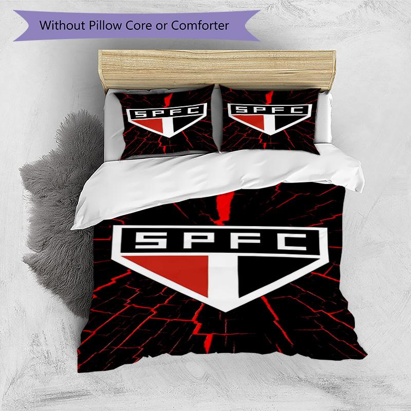 Paulo Fc Emblem Printed Pattern Duvet Cover Set – Includes 1 Duvet Cover and 2 Matching Pillowcases Bedroom Decor Christmas Gifts