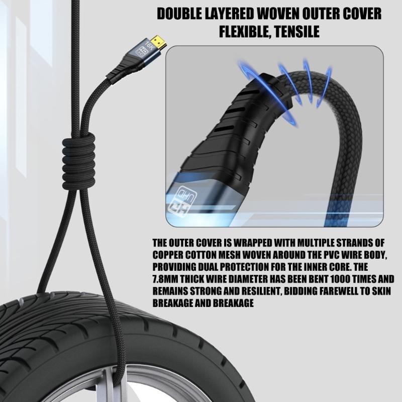 Fast Speed HDTV 2.2 Extender Cord For 16K 60Hz 8K 240Hz Resolution Durability PVC And Durability Video Cable