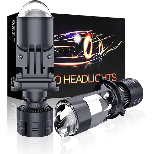 H4 Bulbs-30,000LM Extremely Bright 6000K White Hi-Lo Beam Function With Clear Cut Off Line,H4/9003/HB2 Mini Projector Lens Retrofit Kit