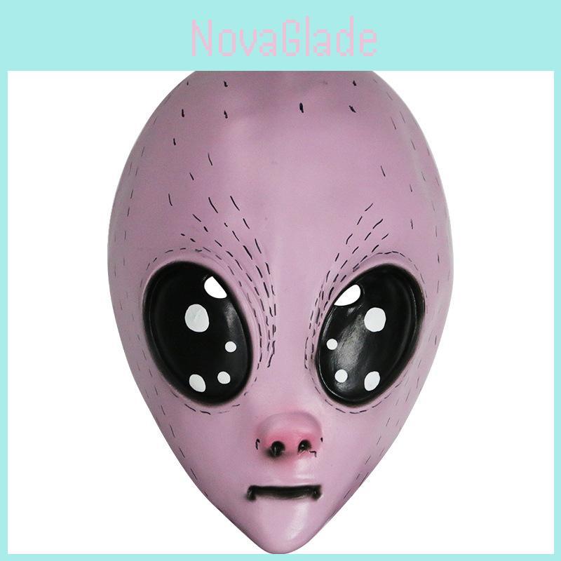 Gruselige Pinke Alien-Gesichtsmaske Mit Großen Augen Für Halloween-Partys Und Kostümveranstaltungen