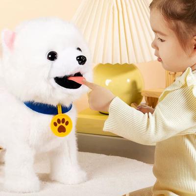 Electric Plush Dog Toy with Leash Licking Tongue Walking Puppy Plushie with Touch Sensing Lifelike Sounds Toddlers