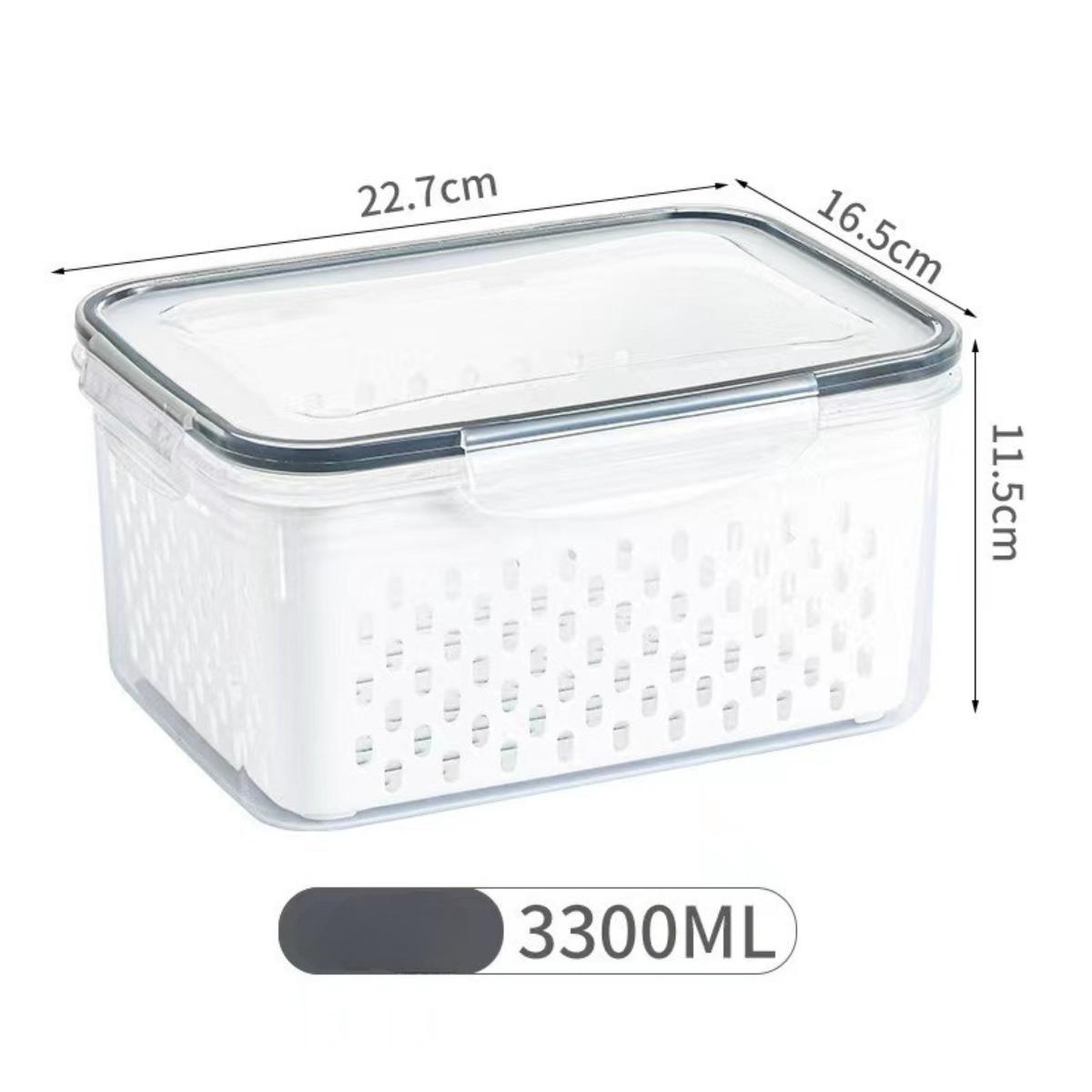 3/1pcs Leak Proof Reusable Double-layer Fresh-keeping Box, Kitchen Stackable Sealed Food Storage Container,drain Basket for Meat,fruits and Vegetables 850ml 1PCS серый