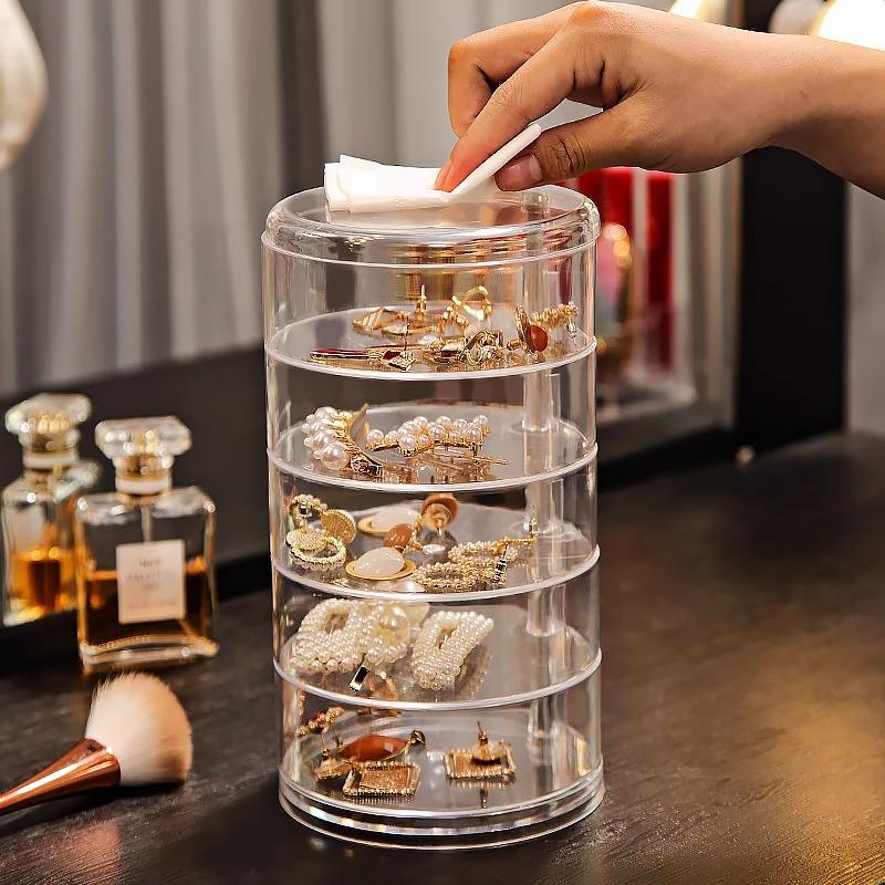Multi-layer Transparent Rotating Jewelry Storage Box Jewelry Storage Box Hair Rope Hair Ring Hairpin Jewelry Display Stand