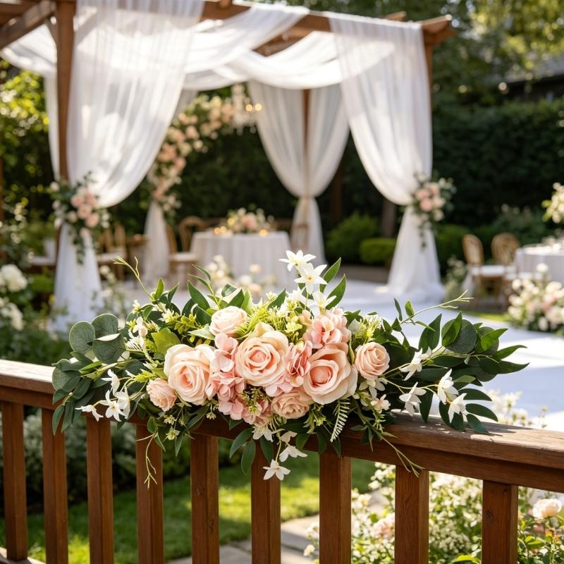Simulation Flower Artificial Silk Rose Flower For Wedding Reception Chair Back Flower Arrangement Bridal Showers Party