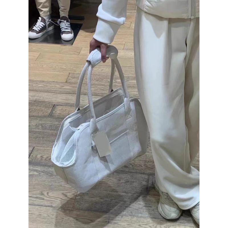 

Animal Universal Breathable Pet Bag Large Capacity Outdoor Portable Handbag 2025 New Kitten Bag Tote Bag Creamy-white small size