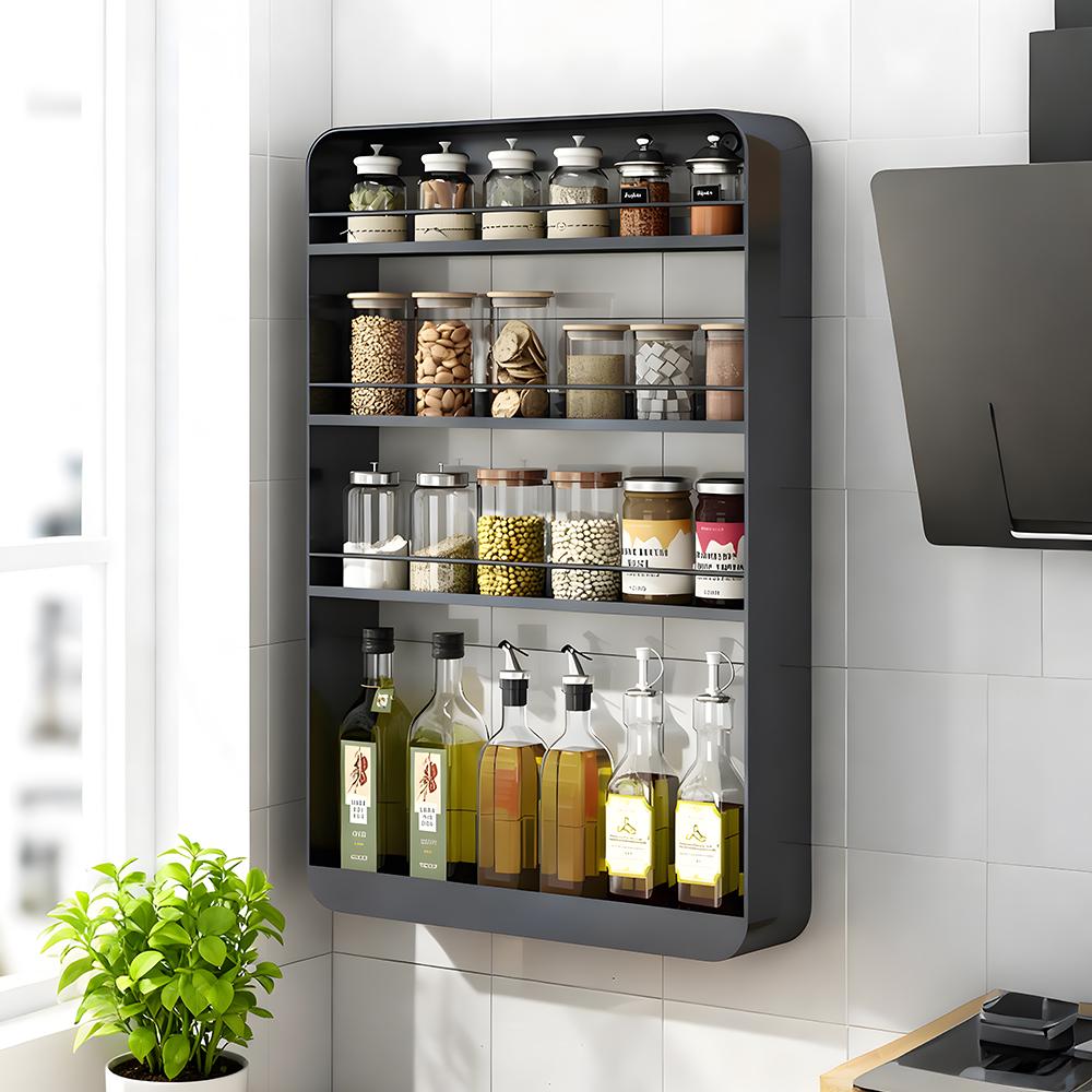 No-Drilling Wall-Mounted Kitchen Storage Shelf Multi-Purpose Storage Rack for Bathroom, Space-Saving Storage Organizer for Toiletries, Spices, Books