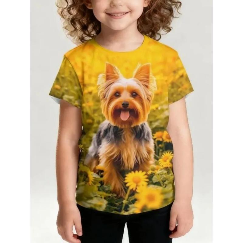 Summer Children's 3D Printed Crew Neck T-Shirt Fashion Versatile Breathable Trend Casual