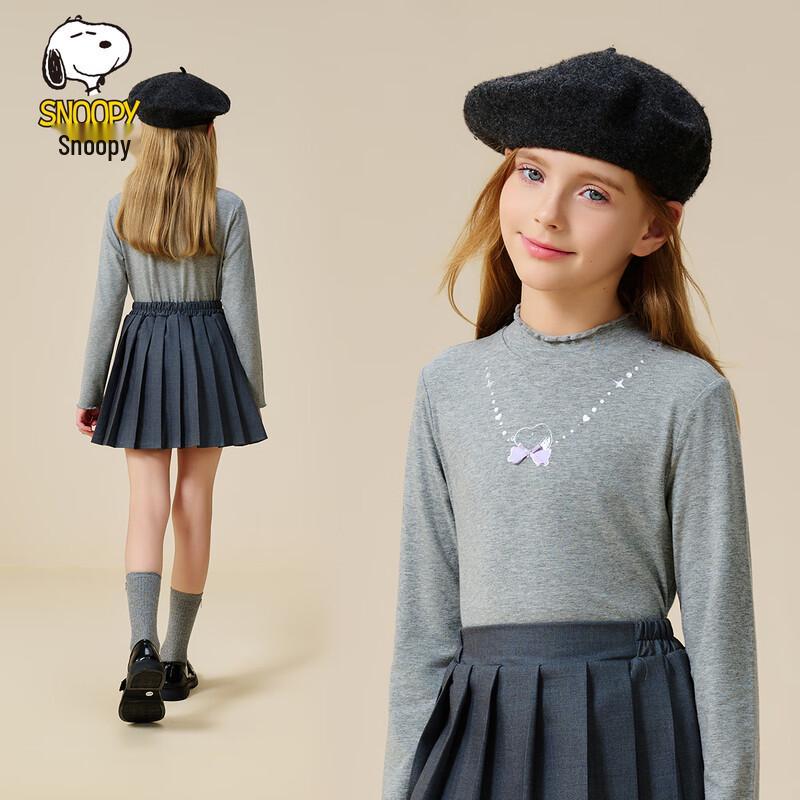 SNOOPY Girls' Mock Neck Long Sleeve T-Shirt