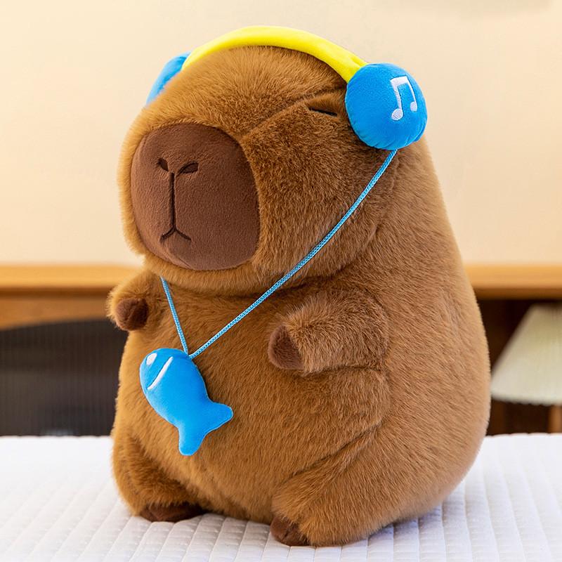 Magician Capybara Earphones Chef Plush Stuffed Doll  Animal Sofa Pillow Brown