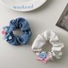 2pcs Korean style heart-shaped button, large intestine headband, high-end feel, butterfly tie, hair rope, sweet little bear