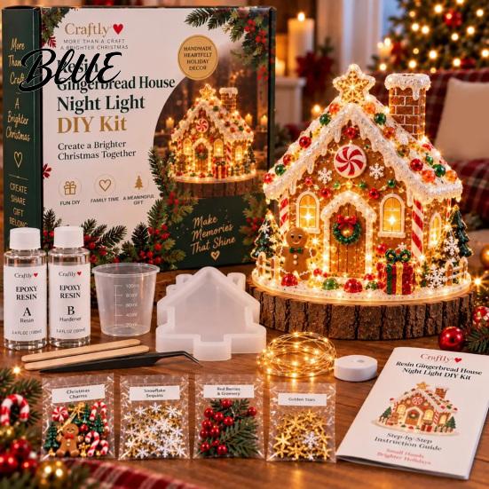 Family Craft Night Kit with Light DIY Christmas Tree Activity Resin Kit Epoxy Mold LED