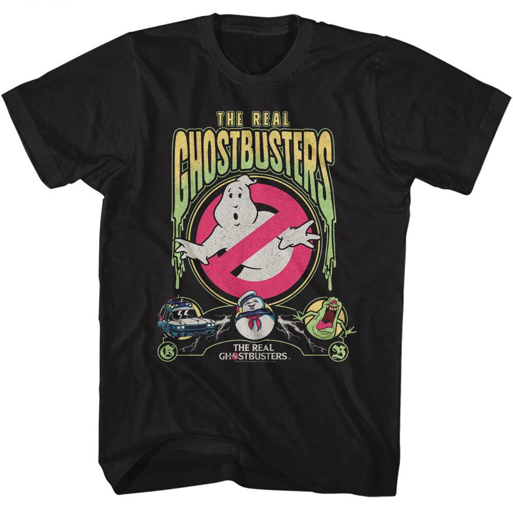 The Real Ghost Busters T-Shirt Official Here We Come New Black Cotton SM - 5XL Unisex T-Shirt