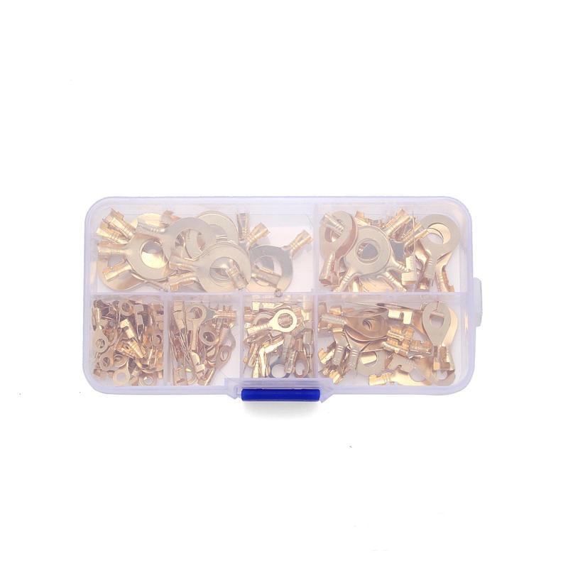 150pcs/set Round Terminal Block DJ431 O-type Lugs Terminals Cold-Pressed Connector Copper Tab Wiring Nose Combination Set High Quality Convenient