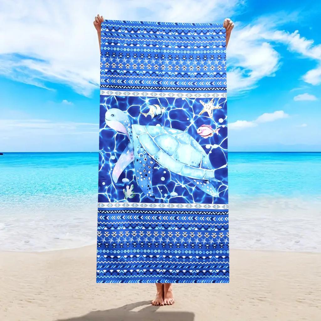1pc Cartoon animal printed beach towel, ultra-fine fiber quick drying absorbent soft swimming towel, swimming sports towel