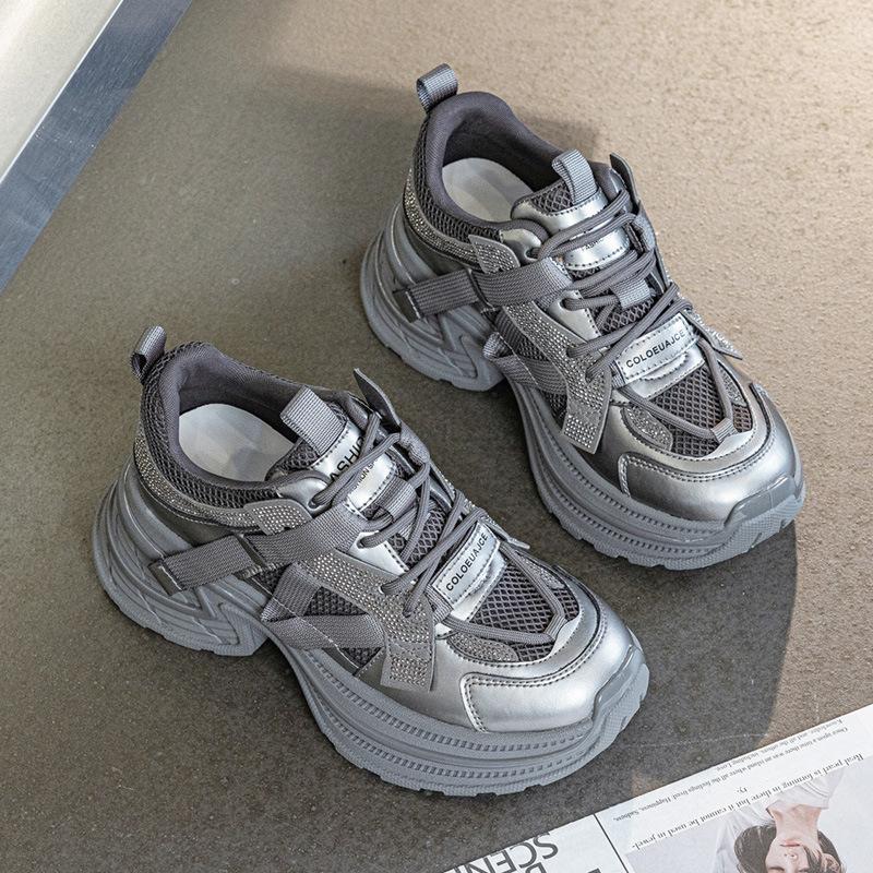 Thick-soled dad shoes women's 2025 new versatile lightweight soft-soled sports and leisure shoes small height-increasing shoes spring