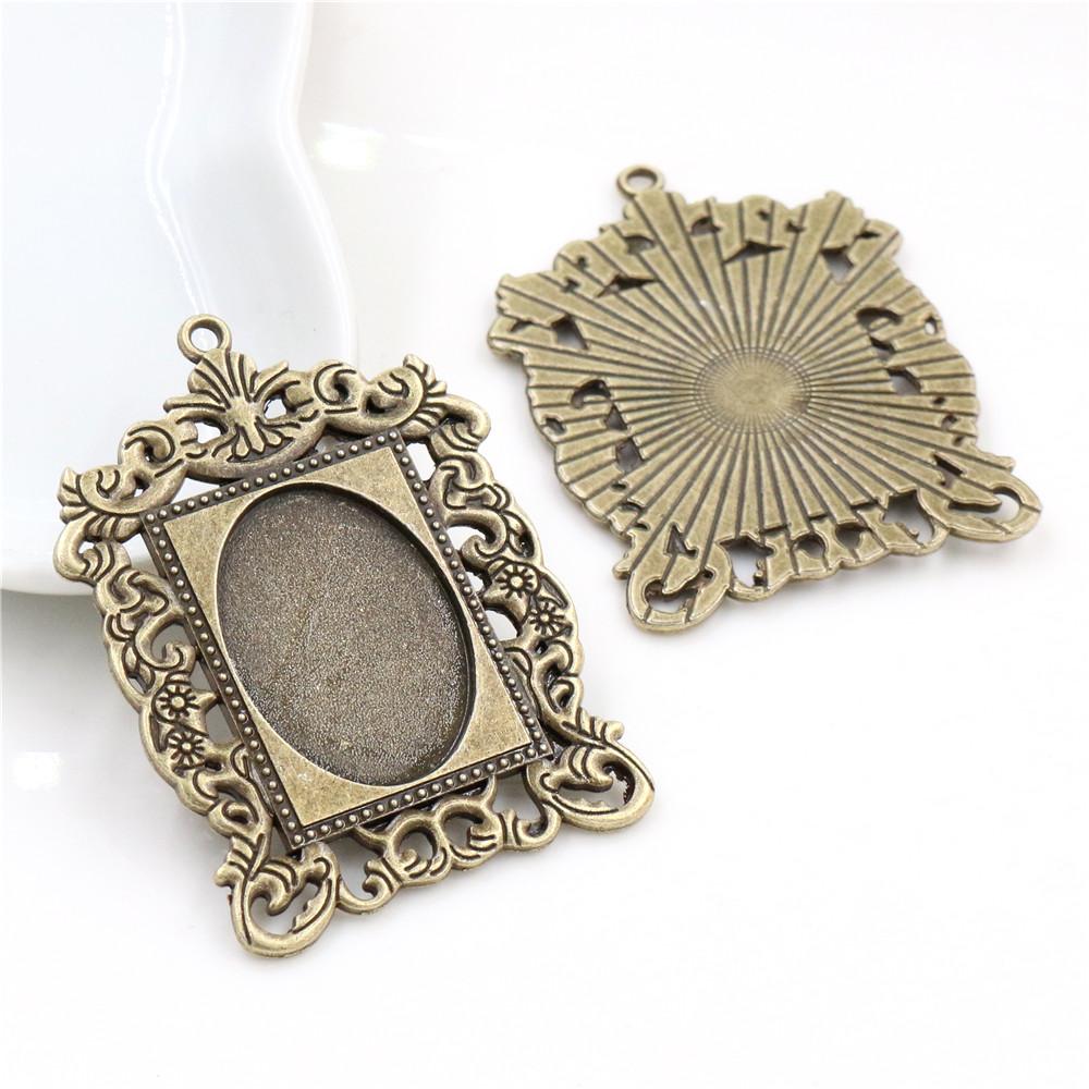 5 pièces 18x25mm Taille intérieure Plaqué Argent Antique Bronze Noir Style Mode Cabochon Camée Base Support Pendentif Apprêts pour collier