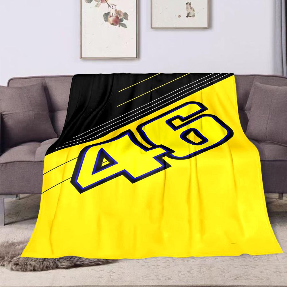 Yellow-Black Number "46" Design Blanket Patterned flannel blanket perfect for the bedroom living room, sofa, or a little nap