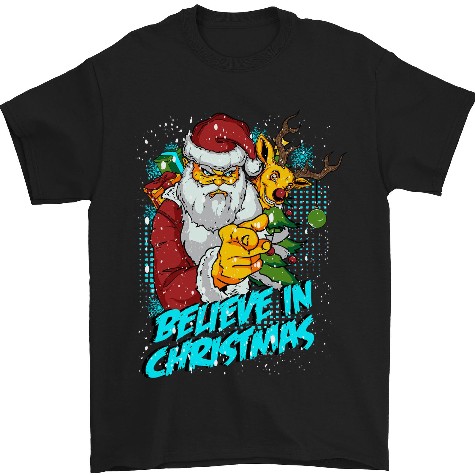 Believe in Christmas Funny Santa Xmas Mens T-Shirt 100% Cotton XL