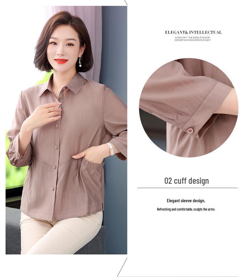 Tencel Spring Elegant Casual Lapel Shirt Jacket - Stylish, Versatile, Loose Fit for Women