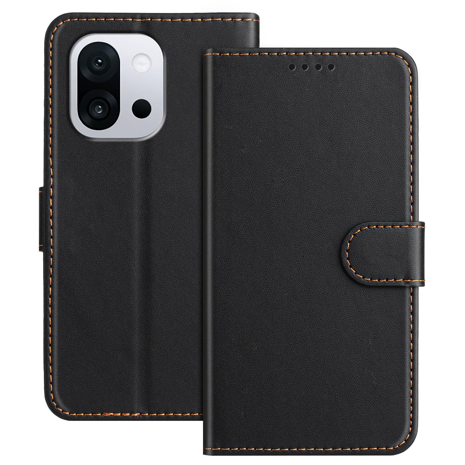 

For OnePlus 13T 5G Leather Case Wallet Stand Solid Color Anti Drop Phone Cover Black